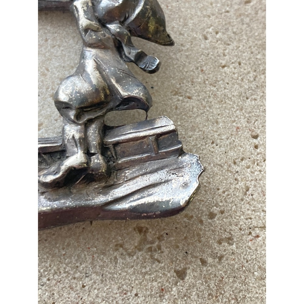 Vintage Hummel Pewter Brooch Pin 3" Letter to Santa Claus‎ 1940's Whimsical - Picture 7 of 7